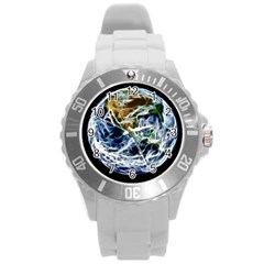 Spherical Science Fractal Planet Round Plastic Sport Watch (l) by Nexatart