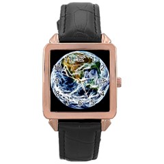 Spherical Science Fractal Planet Rose Gold Leather Watch  by Nexatart