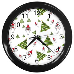 Christmas Santa Claus Decoration Wall Clock (black) by Nexatart