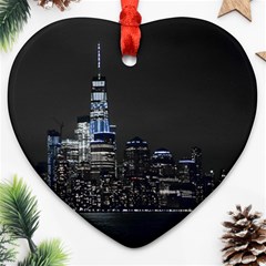 New York Skyline New York City Ornament (heart) by Nexatart