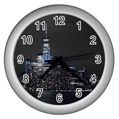 New York Skyline New York City Wall Clock (silver) by Nexatart