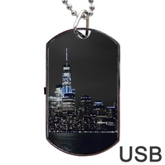 New York Skyline New York City Dog Tag Usb Flash (one Side) by Nexatart