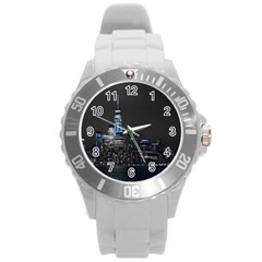 New York Skyline New York City Round Plastic Sport Watch (l) by Nexatart