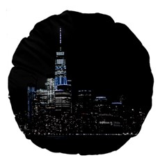 New York Skyline New York City Large 18  Premium Round Cushions by Nexatart