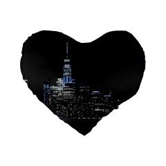 New York Skyline New York City Standard 16  Premium Heart Shape Cushions by Nexatart