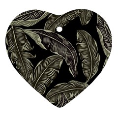 Jungle Leaves Tropical Pattern Ornament (heart)