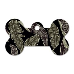 Jungle Leaves Tropical Pattern Dog Tag Bone (one Side) by Nexatart