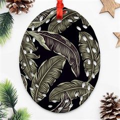 Jungle Leaves Tropical Pattern Oval Filigree Ornament (two Sides)