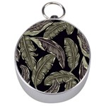 Jungle Leaves Tropical Pattern Silver Compasses Front