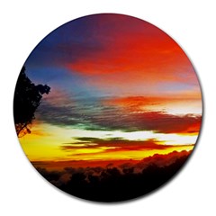 Sunset Mountain Indonesia Adventure Round Mousepads by Nexatart