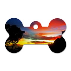 Sunset Mountain Indonesia Adventure Dog Tag Bone (one Side) by Nexatart