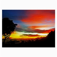 Sunset Mountain Indonesia Adventure Large Glasses Cloth by Nexatart