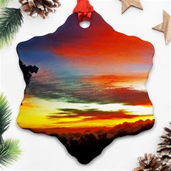 Sunset Mountain Indonesia Adventure Snowflake Ornament (two Sides)