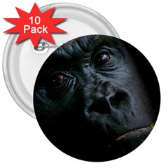 Gorilla Monkey Zoo Animal 3  Buttons (10 Pack)  by Nexatart