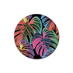 Leaves Tropical Jungle Pattern Rubber Coaster (Round) 