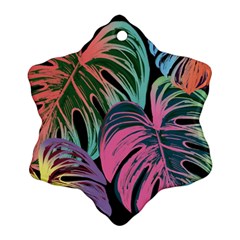 Leaves Tropical Jungle Pattern Snowflake Ornament (Two Sides)