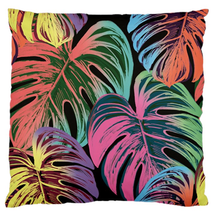 Leaves Tropical Jungle Pattern Large Flano Cushion Case (One Side)