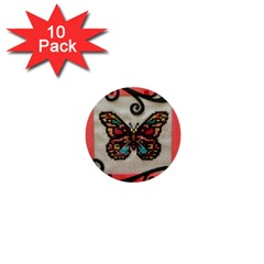 Cross Stitch Butterfly 1  Mini Buttons (10 Pack)  by DeneWestUK