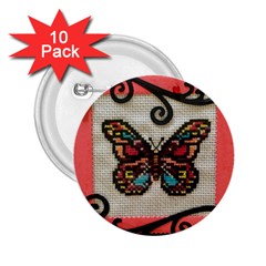 Cross Stitch Butterfly 2 25  Buttons (10 Pack)  by DeneWestUK