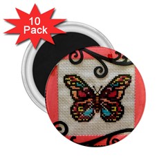 Cross Stitch Butterfly 2 25  Magnets (10 Pack)  by DeneWestUK