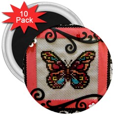 Cross Stitch Butterfly 3  Magnets (10 Pack)  by DeneWestUK