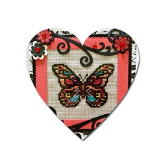 Cross Stitch Butterfly Heart Magnet by DeneWestUK