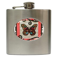 Cross Stitch Butterfly Hip Flask (6 Oz) by DeneWestUK