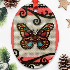 Cross Stitch Butterfly Oval Ornament (two Sides) by DeneWestUK