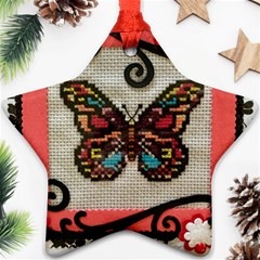 Cross Stitch Butterfly Star Ornament (two Sides) by DeneWestUK