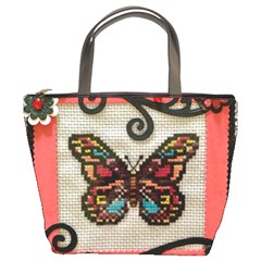 Cross Stitch Butterfly Bucket Bag by DeneWestUK