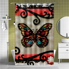 Cross Stitch Butterfly Shower Curtain 48  X 72  (small)  by DeneWestUK