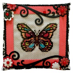 Cross Stitch Butterfly Large Cushion Case (two Sides) by DeneWestUK