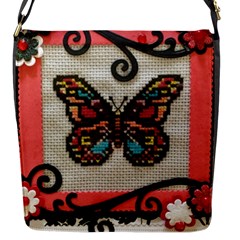 Cross Stitch Butterfly Flap Closure Messenger Bag (s) by DeneWestUK