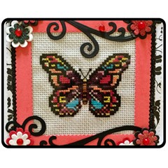 Cross Stitch Butterfly Double Sided Fleece Blanket (medium)  by DeneWestUK