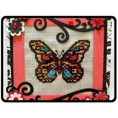 Cross Stitch Butterfly Double Sided Fleece Blanket (large)  by DeneWestUK