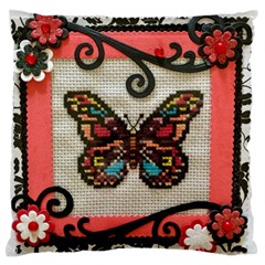 Cross Stitch Butterfly Standard Flano Cushion Case (two Sides) by DeneWestUK