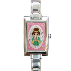 Cross Stitch Kimono Rectangle Italian Charm Watch by DeneWestUK