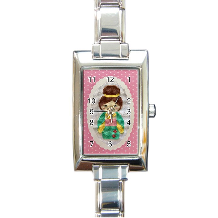 Cross Stitch Kimono Rectangle Italian Charm Watch