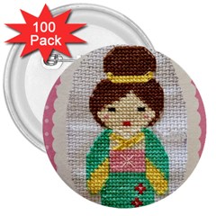 Cross Stitch Kimono 3  Buttons (100 Pack)  by DeneWestUK