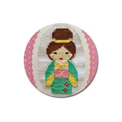 Cross Stitch Kimono Magnet 3  (round) by DeneWestUK