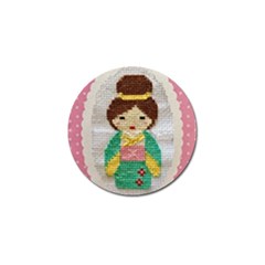 Cross Stitch Kimono Golf Ball Marker by DeneWestUK