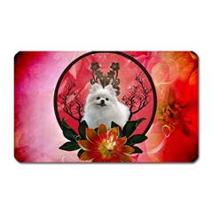 Cute Pemeranian With Flowers Magnet (rectangular) by FantasyWorld7