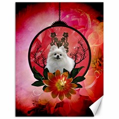 Cute Pemeranian With Flowers Canvas 12  X 16  by FantasyWorld7