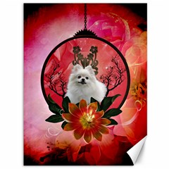 Cute Pemeranian With Flowers Canvas 36  X 48  by FantasyWorld7