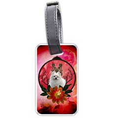 Cute Pemeranian With Flowers Luggage Tags (one Side)  by FantasyWorld7