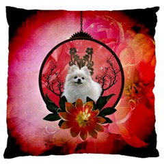 Cute Pemeranian With Flowers Standard Flano Cushion Case (two Sides) by FantasyWorld7