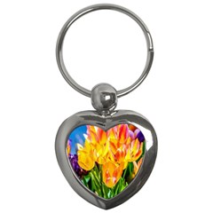 Festival Of Tulip Flowers Key Chains (heart)  by FunnyCow