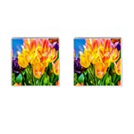 Festival Of Tulip Flowers Cufflinks (Square) Front(Pair)