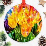 Festival Of Tulip Flowers Round Ornament (Two Sides) Front