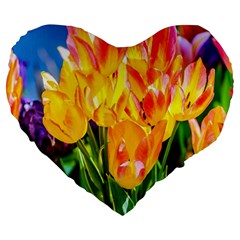 Festival Of Tulip Flowers Large 19  Premium Heart Shape Cushions by FunnyCow